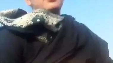 Chubby Pathani Bhabhi showing boobs and pussy outdoors