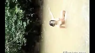 Hot Indian desi girl Nirupam expoising herself nude in river for her lover guy