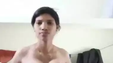 Naughty big tits girl teasing selfie MMS video