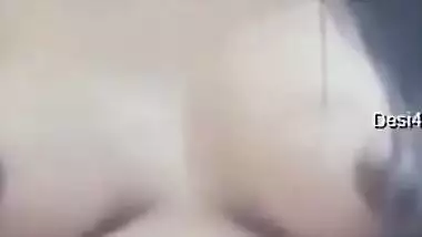 Desi girl entertains herself behind close door and online fans as well