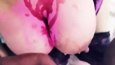 Neighbour Fucks & Cums On Cheating Bhabhi’s Tits On Holi