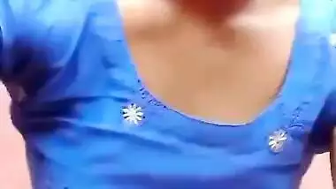 Desi bhabhi in blue suit showing her hairy pussy