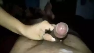My sister gave me very good masturbation during the night.