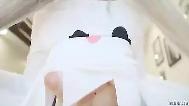 Little cute ghostie takes it deep in her tight pussy and gets cum covered - Eva Elfie
