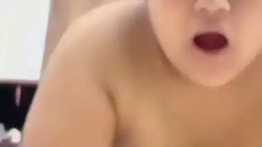Chubby girlfriend pussy fucking from back by boyfriend